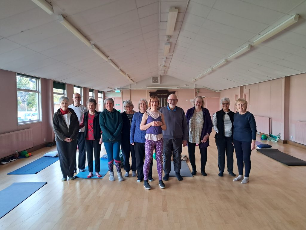 Picture of the regular attendees at my Over 60s Pilates class. I am hoping to dispel the myth that we are intimidating