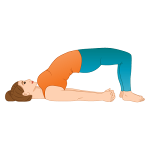 picture of the Yoga Bridge pose. The shape and purpose of the pose here is different to Pilates glute Bridge